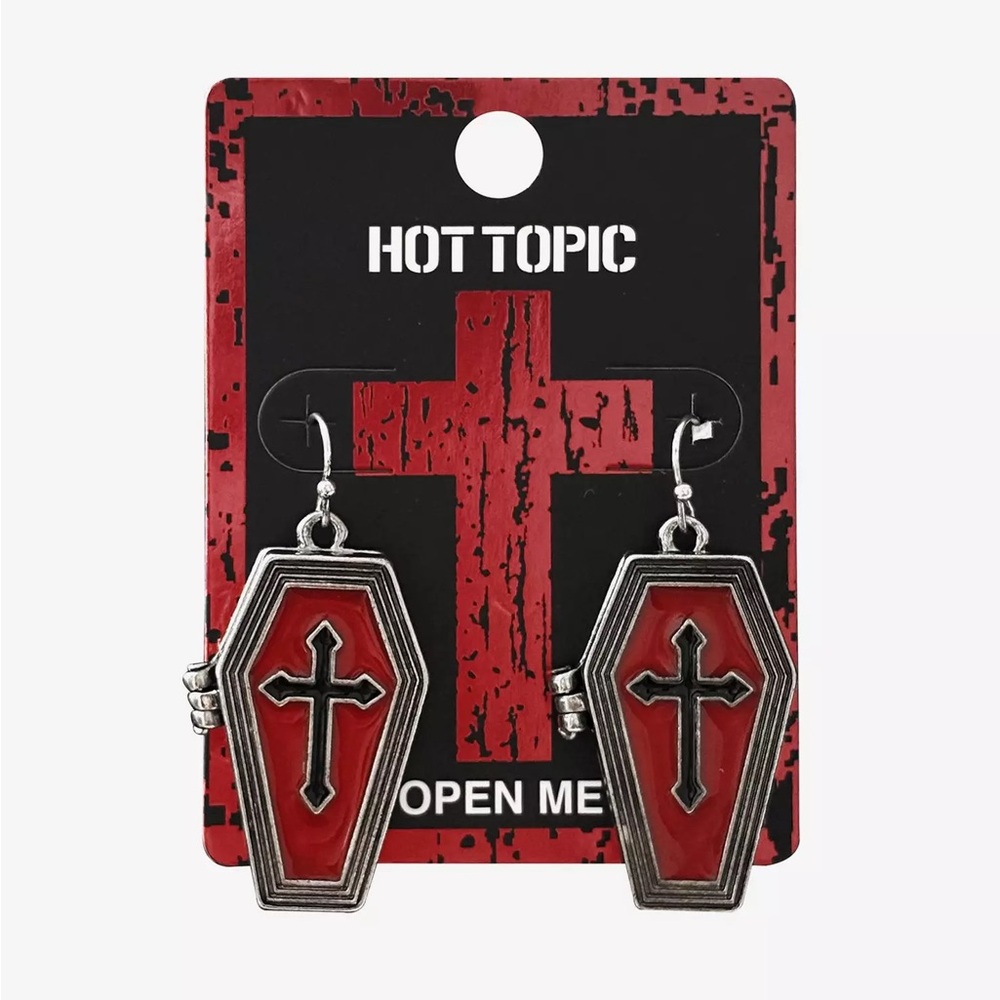 Skeleton Coffin Drop Earrings Hot Topic Horror Halloween Gothic